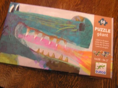 DJECO 58~Piece Jigsaw Puzzle LEON THE DRAGON 54.3" Colorful Floor Puzzle Ages 5+ - Image 1 of 4