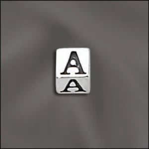 Sterling Silver Letter Beads, 4.5mm Alphabet Blocks, 3mm hole, 925 Sterling Silv - Picture 1 of 4