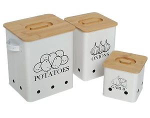 Gdfjiy Kitchen Canisters Set Storage Bin for Potato Onion & Garlic 3 Pack Set... - Picture 1 of 7