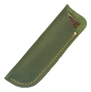 HAIR COMB & LEATHER CASE RUGGED DISTRESSED GREEN LEATHER WITH COMB - Picture 1 of 4