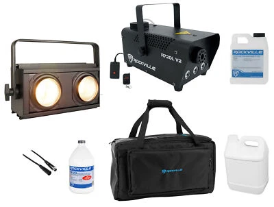 American DJ ENCORE BURST 200 COB Dual LED DMX Blinder/Strobe Light+Fogger+Cables - Image 1 of 4