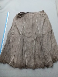 Coldwater Creek Women Skirt XL Latte A-line Crinkled Chiffon Maxi Skirt - Picture 1 of 11