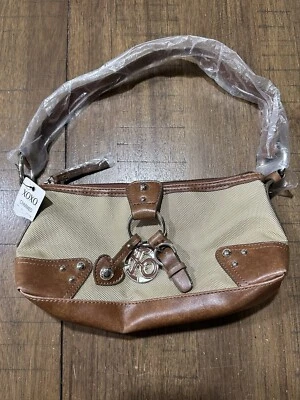 ¡NUEVO CON ETIQUETAS! XOXO Encantado Bolso de Hombro Cartera Lona Tostada Marrón Acento Cierre de Cremallera Foto 1 de 4