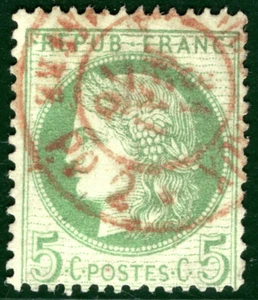 FRANKREICH Klassik Briefmarke 5c grün CERES gebraucht hervorragend *ROT 1876 CDS* {samwells}GRÜN66 - Bild 1 von 6