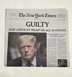 DONALD TRUMP SCHULDIG NY TIMES 31. MAI 2024 JURY VERURTEILTE 34 COUNT MINT/BRANDNEU - Bild 1 von 5