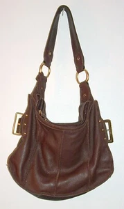a.n.a. Braune Lederhandtasche Geldbeutel mit goldener Schnalle und Nietenakzenten - schön - geräumig! - Bild 1 von 5