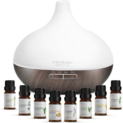 Aroma Diffuser 300ml und 8x 10ml Ätherische Öle Set Ultraschall Luftbefeuchter D - Bild 1 von 4