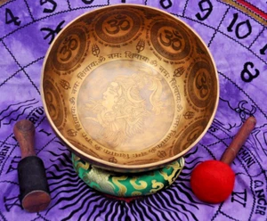 10 Zoll Durchmesser feine Qualität Shiva geschnitzte Klangschale-Mantra geätzt Yoga - Bild 1 von 10