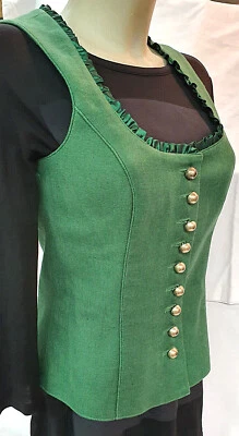 WENGER Damen WESTE Grün Tracht Dirndl Oberteil goldene Knöpfe  Größe 36 - Imagem 1 de 4