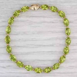 5CT Oval Cut Lab Created Peridot Women's Tennis Bracelet 14K Yellow Gold Finish - Picture 1 of 3