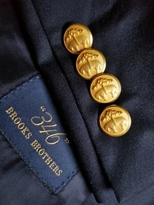 Giacca blazer 41S BROOKS BROTHERS logo bottoni oro lana blu cappotto sportivo nuova senza etichette - Foto 1 di 6