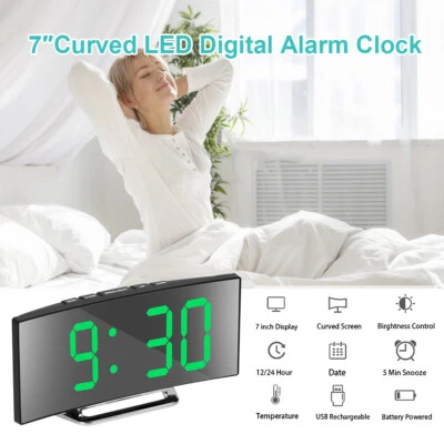 7" LED Wecker Digital Alarmwecker Temperatur Uhr Schlummerfunktion Tischuhr - Bild 1 von 4