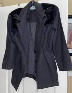 PG Collection schwarze Samtjacke mit Fransen Größe M Large - Bild 1 von 6