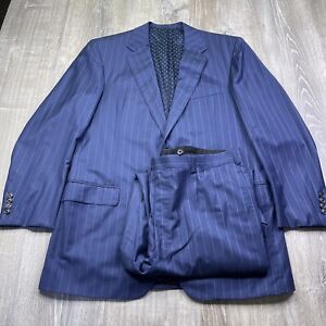 Oxxford Clothes Current Super 150s Blue Wool Suit Men’s 44L Pants 39 Gibbons