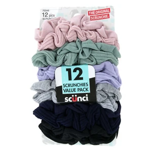 Scunci Scrunchie Textured Hair Scrunchies, Assorted Pastel Colors, 12-Count - Picture 1 of 2