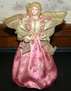 VTG 90's Porcelain Head Pink Angel Tree Topper 12 inch Christmas Ornament Decor - Picture 1 of 4