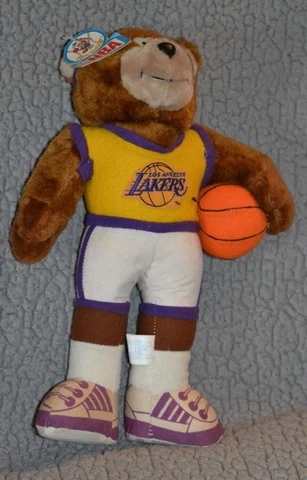 Vintage 1992 Los Angeles Lakers NBA Teddy Bear 13" Stuffed Animal Plush Cover