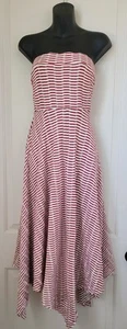 Anthropologie Maeve Caleta Strapless Red White Striped Handkerchief Hem Dress M - Picture 1 of 9