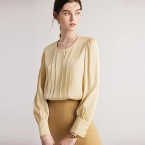 Silk Shirt Women's New Crew Neck OL Mulberry Silk Top Business Office Blouses - Picture 1 of 27