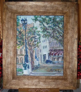 ORIGINAL FIRMADO ENMARCADO ÓLEO EL PRADO BOULEVARD HABANA ANTIGUA CUBA ARTISTA HECTO VIDAL - Imagen 1 de 22