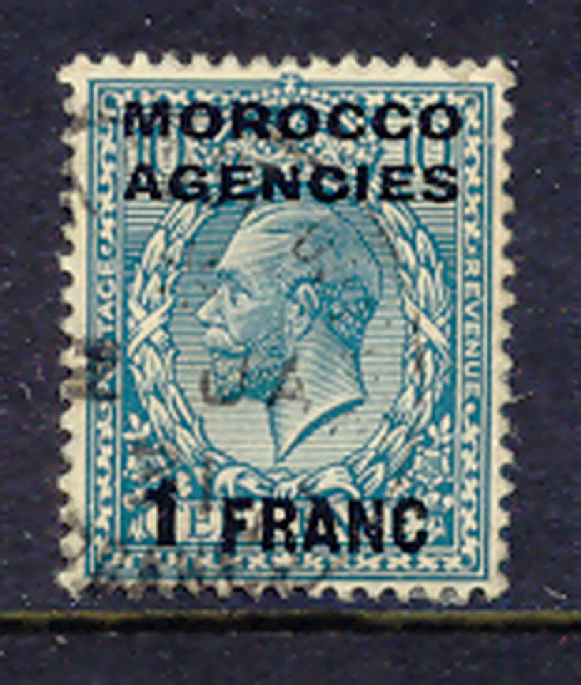 MOROCCO AGENCIES 1917 George V 1 Franc on 10 D. turquoise-blue VFU VARIETY - Image 1 of 1