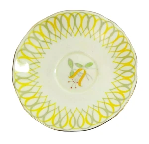 Vintage Salisbury Bone China Yellow Green Saucer 5.25" Retro Teardrop Floral - Picture 1 of 5