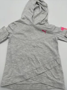 Puma Hoodie Youth Girl X-Small Gray Logo Long Sleeve…#5260 - Picture 1 of 10