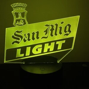 SAN MIGUEL LIGHT CERVEZA Acrílico LED 7 Colores Luz Nocturna Lámpara Táctil - Imagen 1 de 7