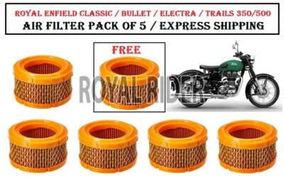 Fits Royal Enfield CLASSIC  BULLET  ELECTRA  TRAILS 350500 AIR FILTER PACK OF 5 — 第 1/4 张图片