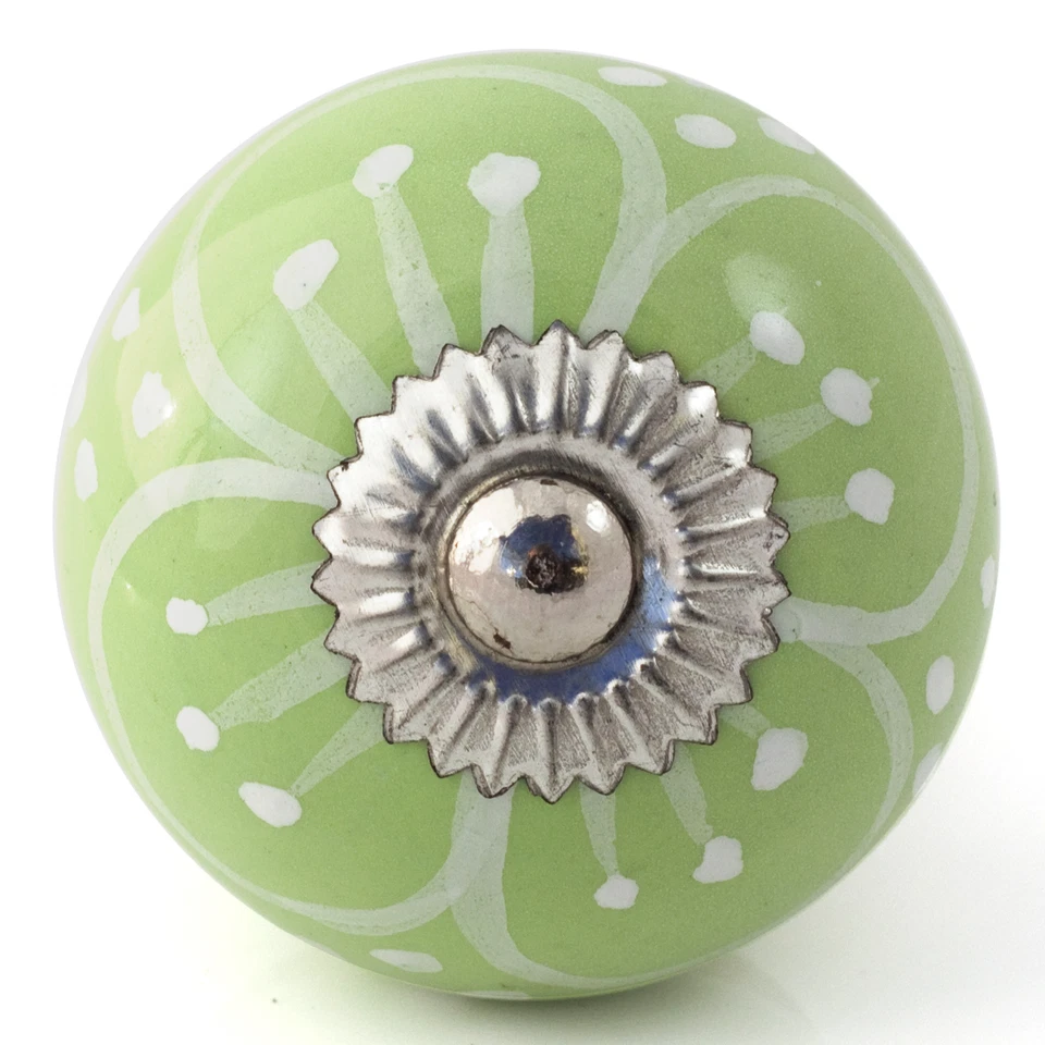 Pink green ceramic knobs drawer pulls cupboard door knobs porcelain china K&B - Image 1 of 1