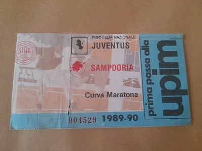 BIGLIETTO STADIO VINTAGE TICKET FOOTBALL CALCIO JUVENTUS SAMPDORIA 1989 1990 - Immagine 1 di 2
