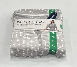 Nautica Women's Fleece 2 Piece Pajama Sleepwear Set, Gray, Size XL - Picture 1 of 5