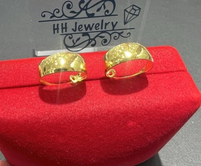 24K Yellow Gold Hoop Earrings - Image 1 of 4