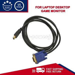 6 Fuß HDMI-Stecker zu VGA-Stecker Konverter Adapter 1080P Kabel für PC Monitor HDTV Roku - Bild 1 von 10