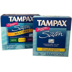 Vintage Tampax Satin Tampons Super, Regular, Lites 72 Tampons - Picture 1 of 2