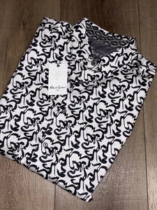 Camicia uomo manica corta Robert Graham XL Theron Brush Stroke nuova con etichetta - Foto 1 di 12