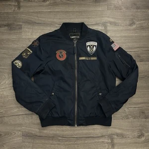 Express Full Zip Up Bomber Jacket with Patches Size Medium - Picture 1 of 4
