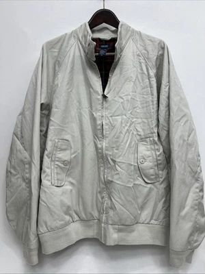 De Colección Chaqueta Izod Para Hombres Beige Cremallera Completa Chaqueta Bombardero - Forro a Cuadros - Talla XL Foto 1 de 4