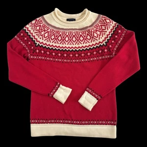 Suéter Pullover Vintage Fair Isle Cuello Redondo Pequeño Algodón Años 90 Esquí Nórdico - Imagen 1 de 7