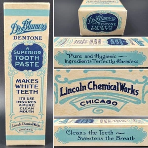 Dr. Blumers Dentone Tooth Paste Box Lincoln Chemical Works Antique Dental - Picture 1 of 11