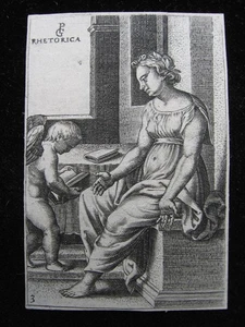 Georg Pencz: Dialectic Rhetoric 1540/Rhetoric Allegory Print Copperplate - Picture 1 of 4