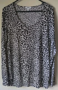 Alfani Intimates Mujer Estampado Leopardo Negro/Blanco Manga Larga Mezcla Poli Talla L - Imagen 1 de 4