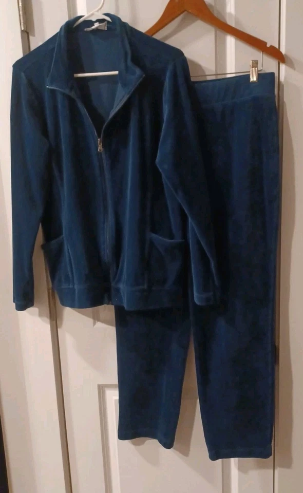 Женский спортивный костюм Y2K размер L синий велюр 2 предмета Athleisure  - Изображение 1 из 4