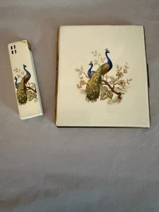 Vintage Colibri Peacocks Cigarette Case & Matching Lighter - Picture 1 of 13