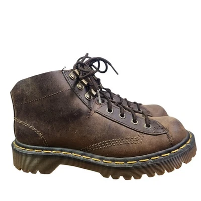 Y2K Dr Martens Grueso Cuero Botines EE. UU. 6 Cuero Marrón Inglaterra 8A32 Reino Unido 4 Foto 1 de 4