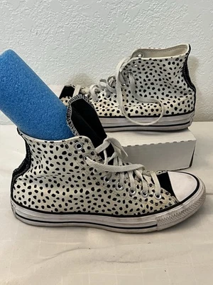 匡威 All Star 572366F 9 码女式黑色白色波点高帮系带 — 第 1/4 张图片