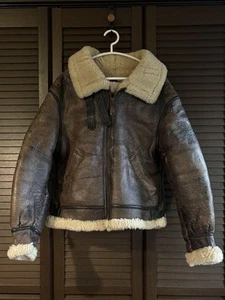 AVIREX Type B-3 Size 40 Real Mouton Lamb Leather Bomber Flight Jacket Brown - Picture 1 of 4