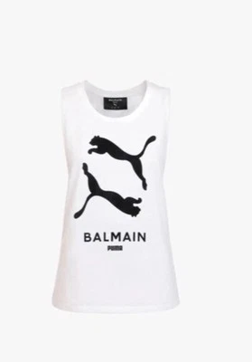 Camiseta sin mangas BALMAIN x PUMA blanca de algodón con logotipos negros XL Foto 1 de 4