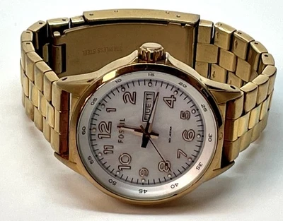 Reloj Pulsera Fossil AM-4334 Tono Dorado Acero Inoxidable Redondo Analógico Foto 1 de 4