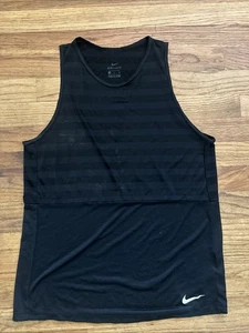 Camiseta sin mangas de entrenamiento de malla para mujer Nike Dri-FIT talla pequeña negra a rayas - Imagen 1 de 3